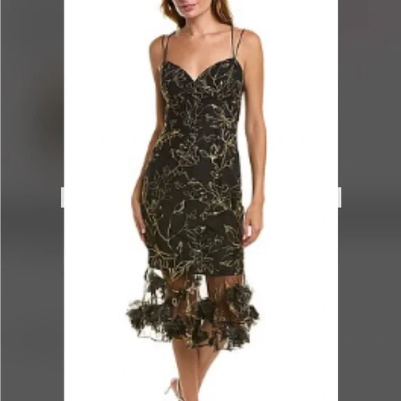 Marchesa | Dresses | Marchesa Dress Size 6 Brand Newtags Still On Black  With Gold Detail | Poshmark